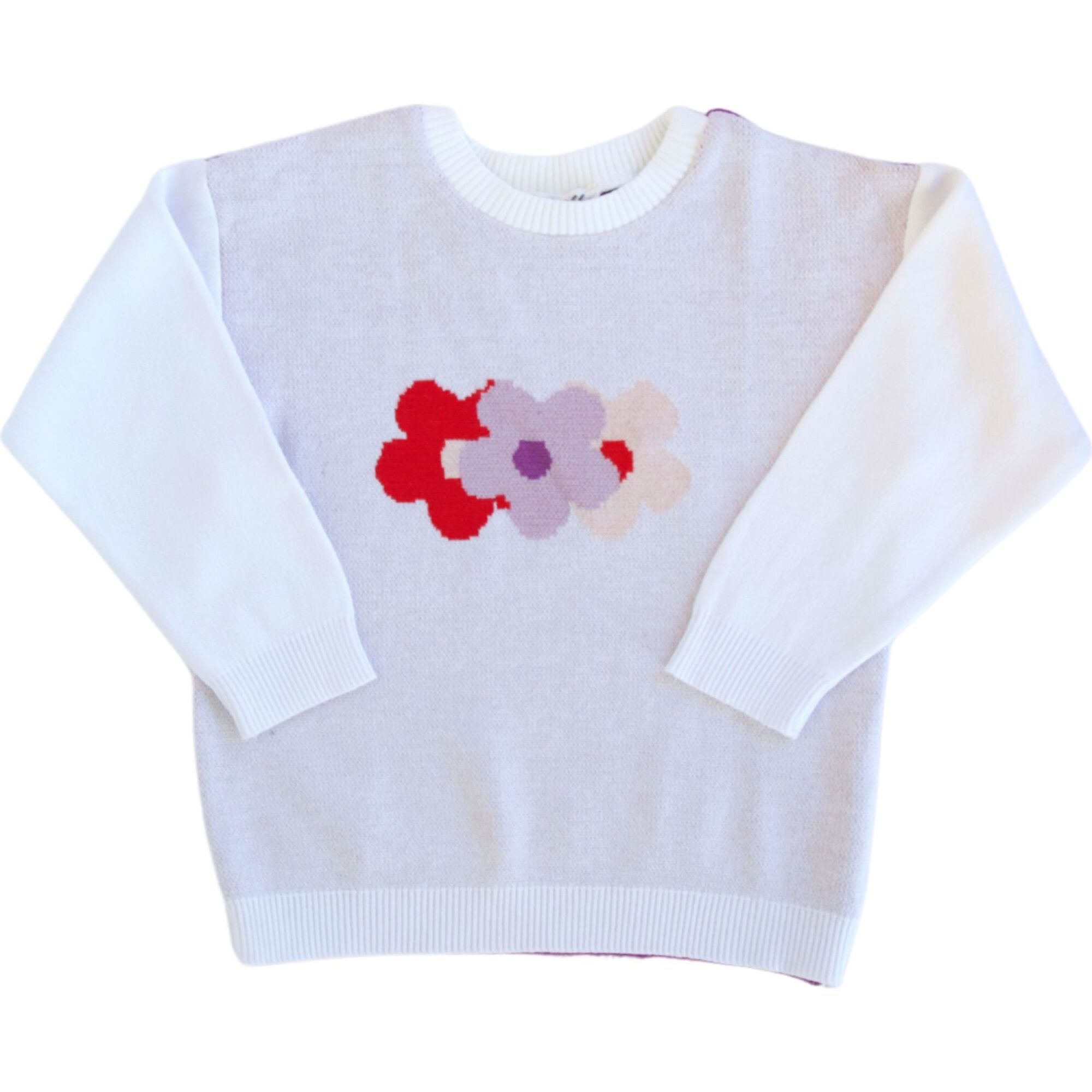 Power To The Flower Knit Sweater, White - Sweaters - 1