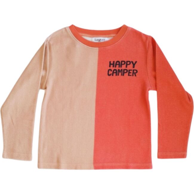 Happy Camper Printed Long Sleeve Tee, Cream/Red - T-Shirts - 1