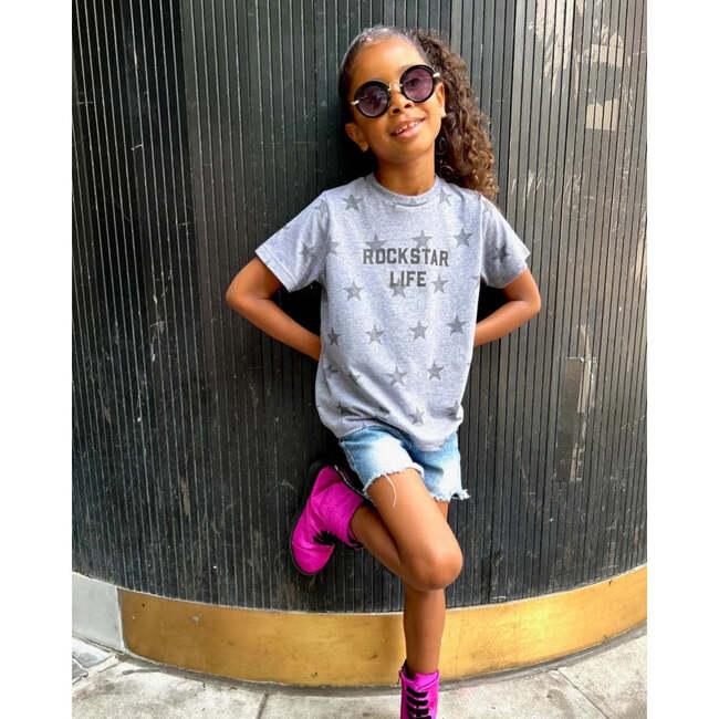 Rockstar Life Short Sleeve T-Shirt, Grey - T-Shirts - 3