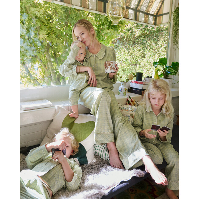 Chloe Button Front Set, Sage Plaid - Mixed Apparel Set - 4