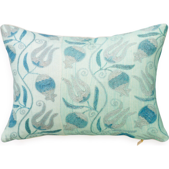 Pomegranate Lumbar Pillow, Aqua - Pillows - 1
