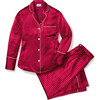 Women's Silk Polka Dots Pajama Set, Bordeaux - Pajamas - 1 - thumbnail