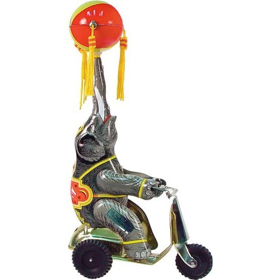 Elephant on Scooter Tin Toy, Multi - Transportation - 1