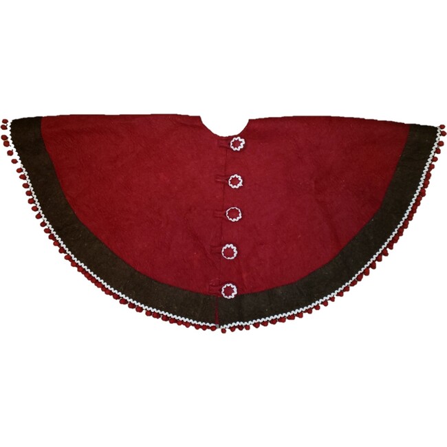Gingerbread Tree Skirt, Chocolate and Red - Tree Skirts - 1