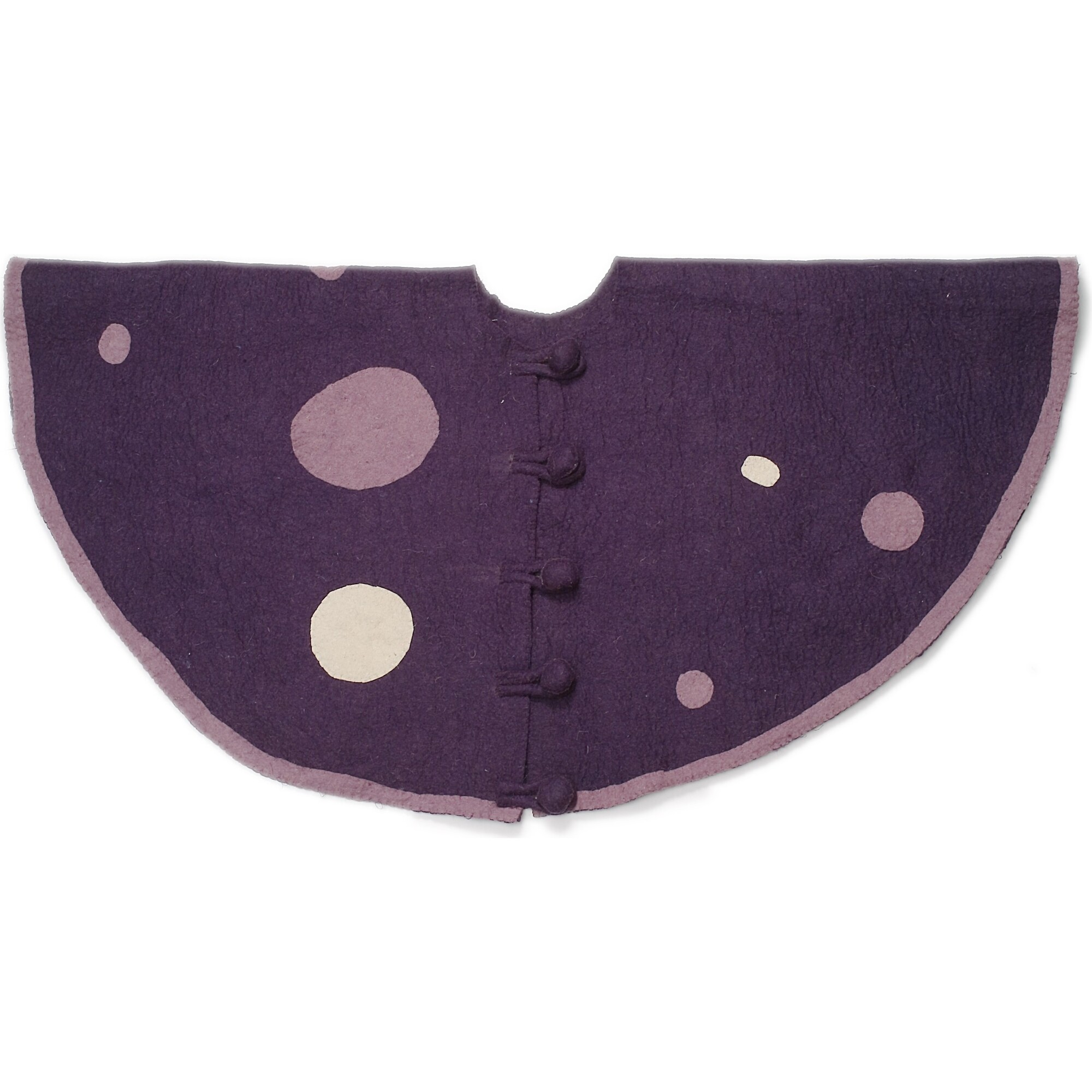 Handmade Christmas Tree Skirt in Hand Felted Wool - Purple Polka Dots - 60" - Tree Skirts - 1