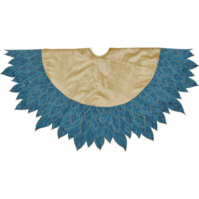 Handmade Peacock Design Christmas Tree Skirt - 60" - Tree Skirts - 1