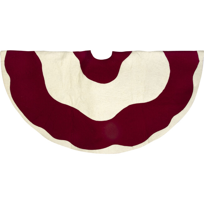 Amoeba Christmas Tree Skirt, Red and Cream