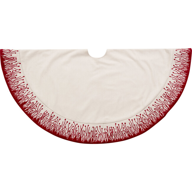 Flora Christmas Tree Skirt, Red