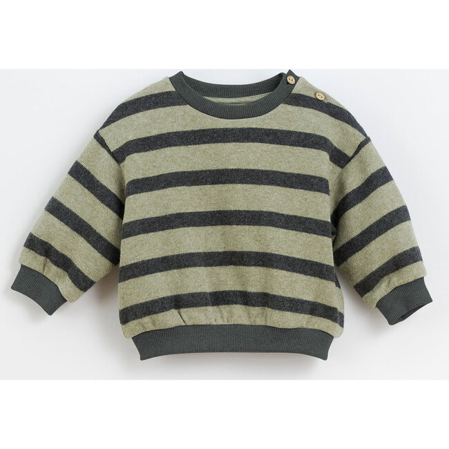 Pullover, Grey and Green Stripes - Sweatshirts - 1