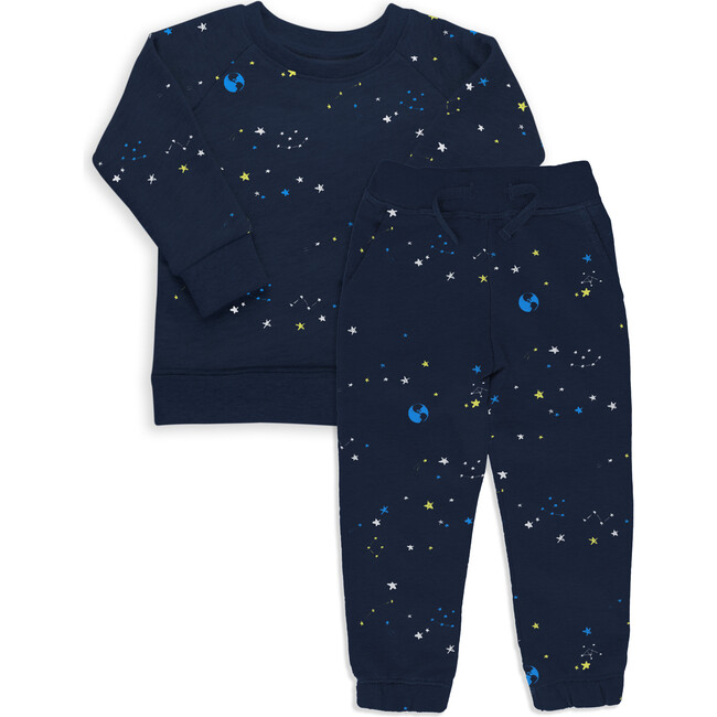 The Organic Pullover and Sweatpant Set, Neon Space