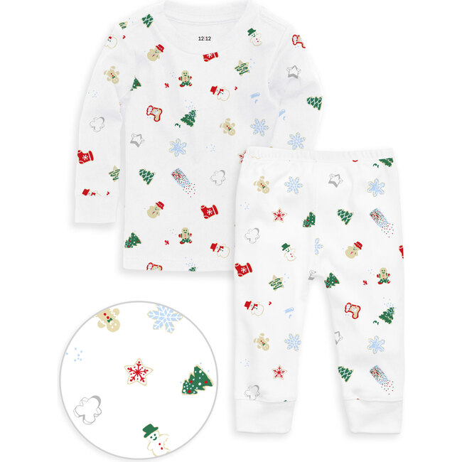 The Organic Long Sleeve Cookies for Santa Pajama Set, Multicolors