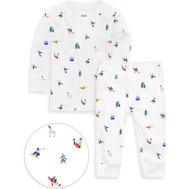 The Organic Long Sleeve Snow and Fun Pajama Set, Multicolors