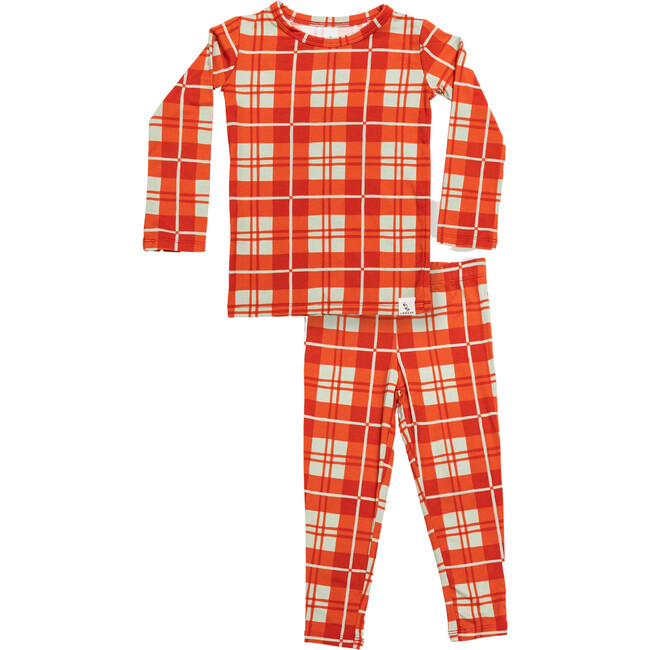 Plaid Pajama Set, Red - Two Pieces - 1