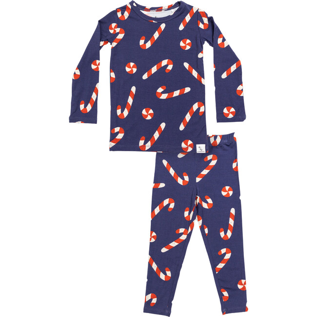 Candy Cane Pajama Set, Navy - Two Pieces - 1