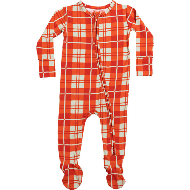 Plaid Footie Pajama, Red