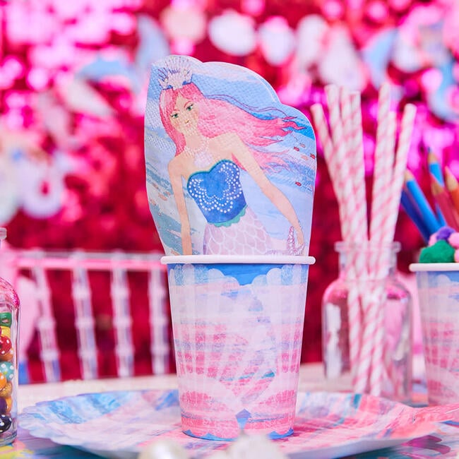 Queen of the Sea Shell Paper Party Cups, Set of 8