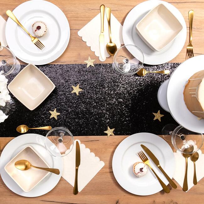 Metallic Black Glitter Table Runner - Tabletop - 2