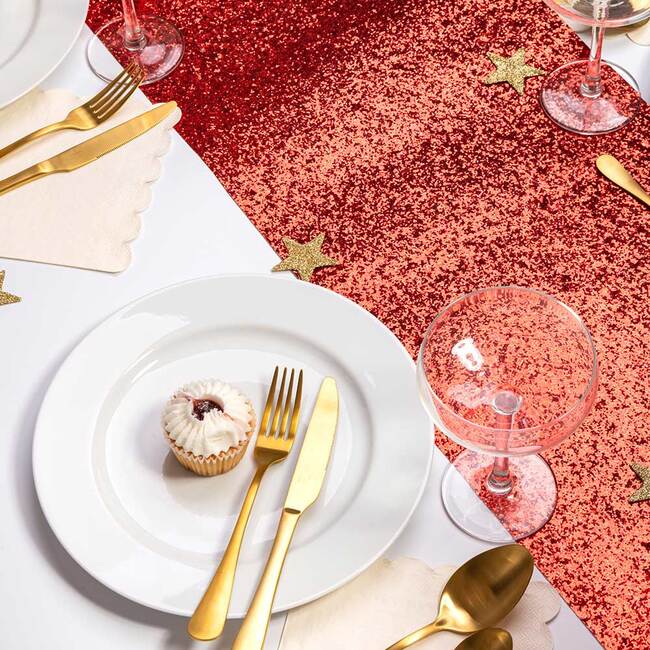 Metallic Red Glitter Table Runner - Tabletop - 3