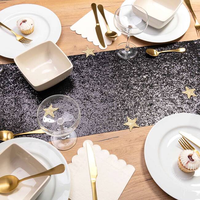 Metallic Black Glitter Table Runner - Tabletop - 3