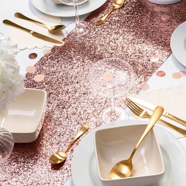 Metallic Rose Gold Glitter Table Runner - Tabletop - 3