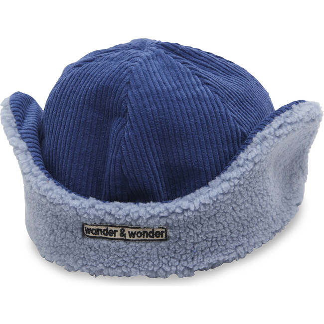Indigo Cord Aviator Hat, Navy - Hats - 3