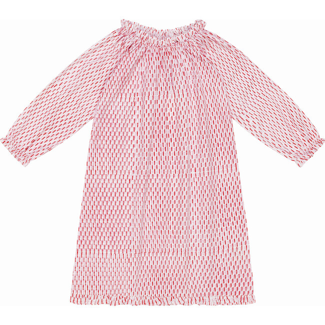 Ilana Block-printed Nightgown, Red & Pink
