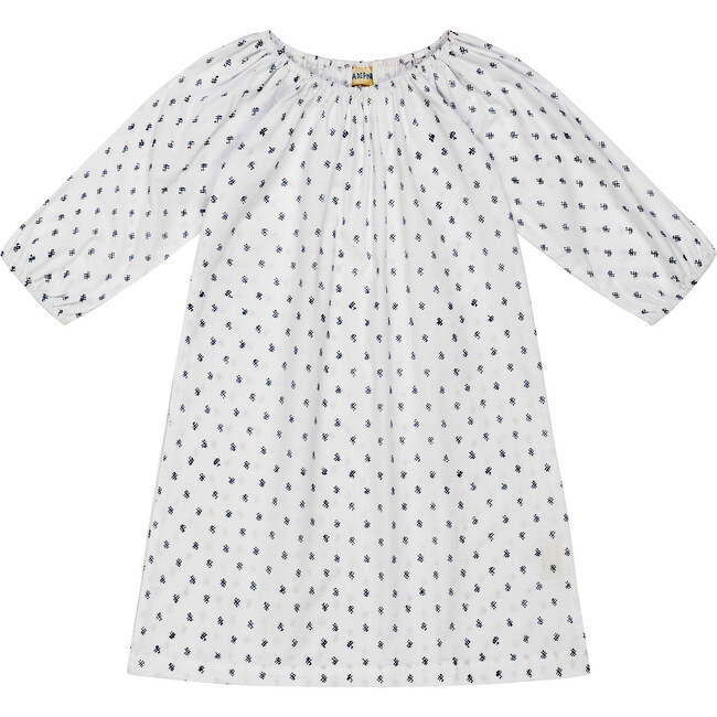 Ethel Block-printed Nightgown, Blue & Vine
