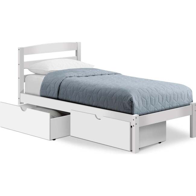 Twin Bed with Storage Drawers, White