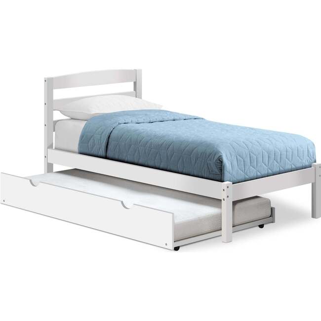 Twin Bed with Trundle, White