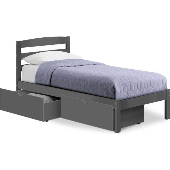 Twin Bed with Storage Drawers, Grey