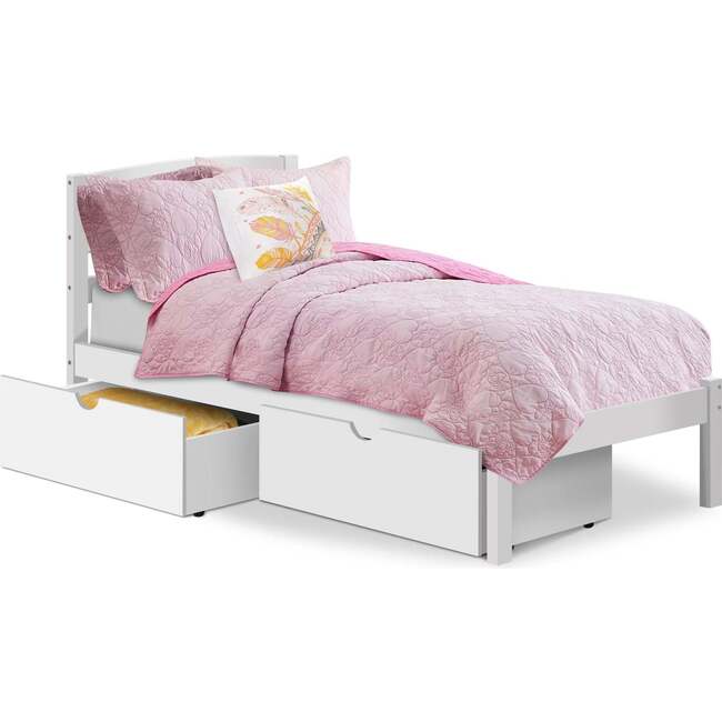 Twin Bed with Storage Drawers, White
