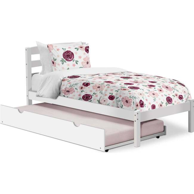 Twin Bed with Trundle, White