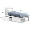 Twin Bed with Storage Drawers, White - Beds - 3