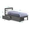 Twin Bed with Storage Drawers, Grey - Beds - 4