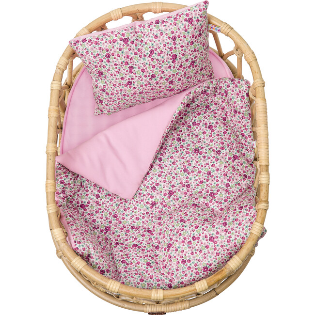 Poppie Crib for Dolls With Duvet & Pillow, Pink Meadow