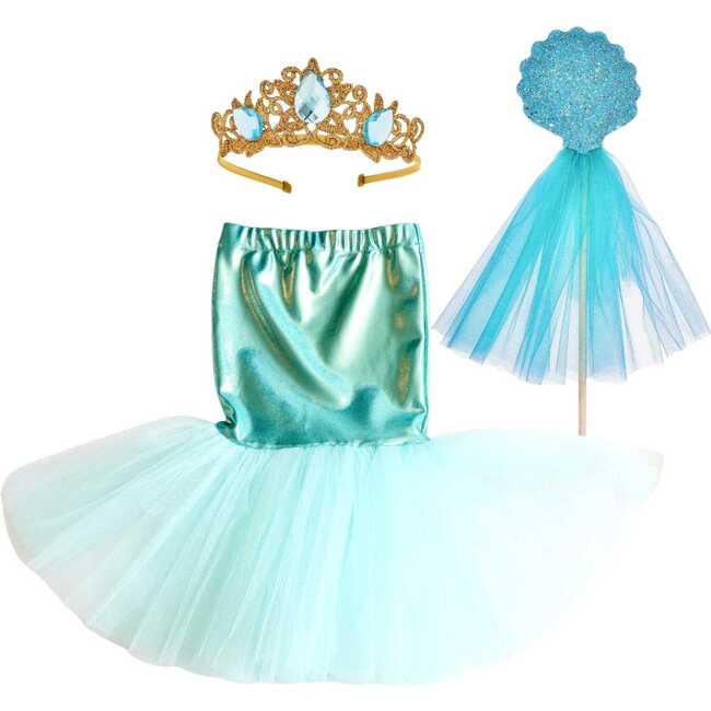 Mermaid Tail, Crown & Wand Gift Set, Aqua