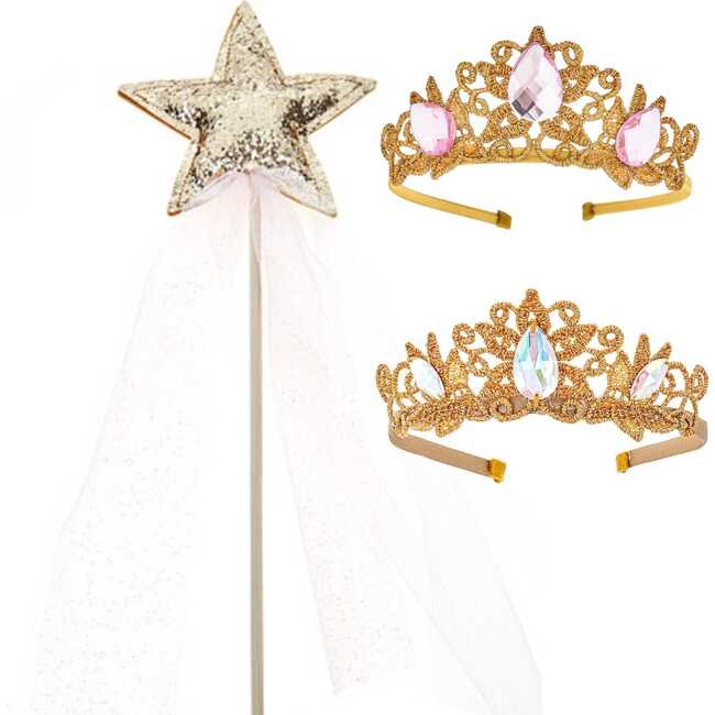 Deluxe Princess Crown & Wand Set, Pink