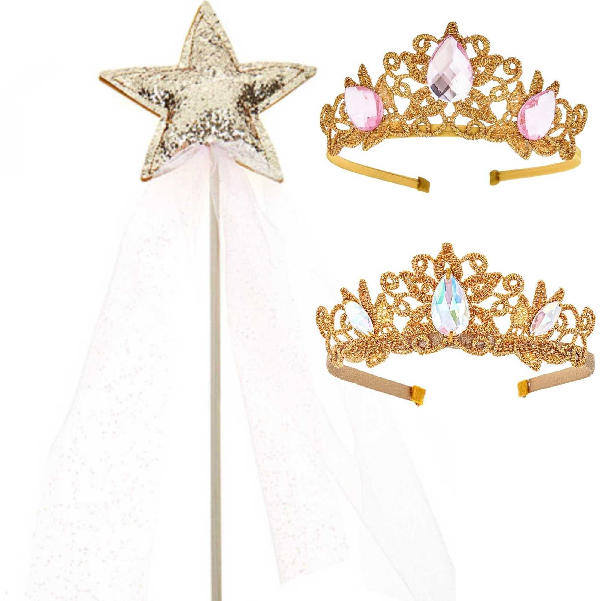 Deluxe Princess Crown & Wand Set, Pink - Costume Accessories - 1
