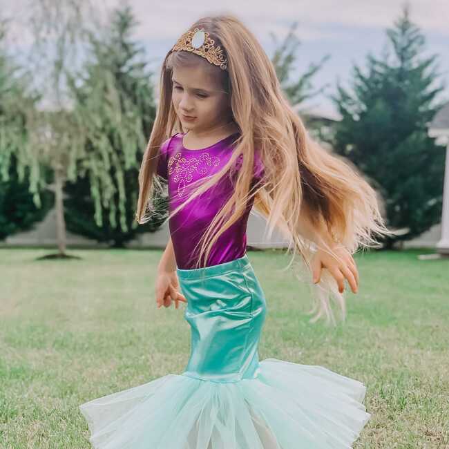 Mermaid Tail, Crown & Wand Gift Set, Aqua - Costumes - 3
