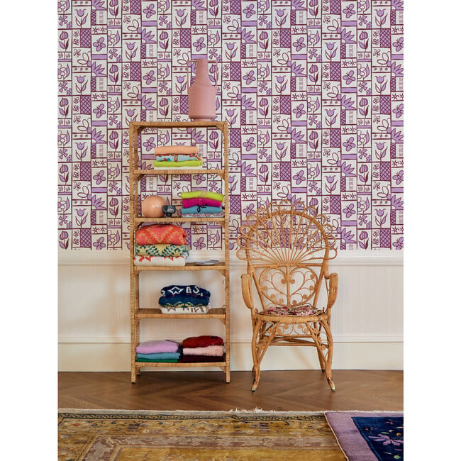 Rita's Kitchen Wallpaper, Maroon Lilac, Removable - Wallpaper - 2