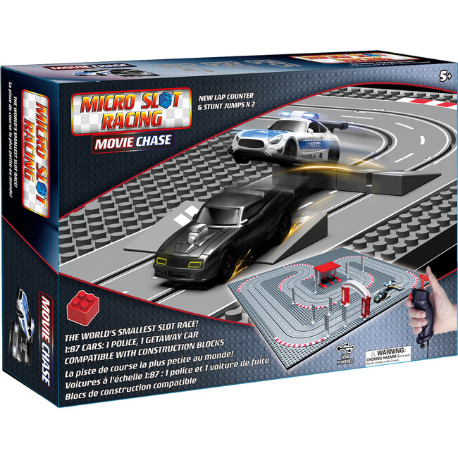 Micro Slot Racing Movie Chase track w/ Ramps and lap counter