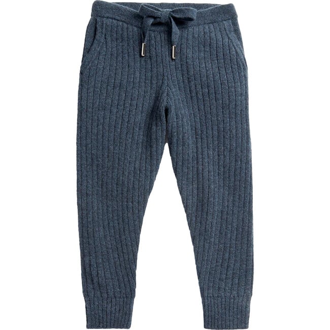 Egg New York x Archer's Bow Cashmere Ribbed Joggers, Blue - Pants - 1