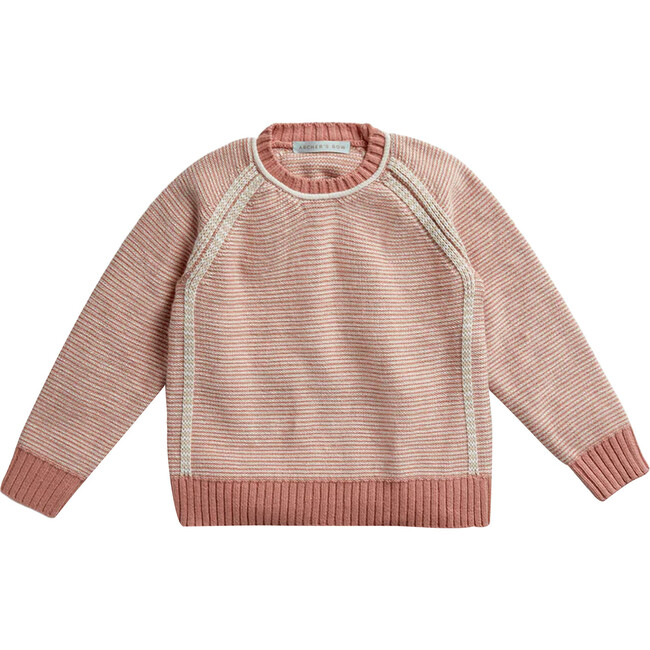 Egg New York x Archer's Bow Cashmere Cotton Stripe Raglan Crew, Pink