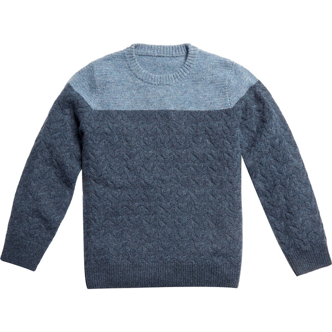 Egg New York x Archer's Bow Cashmere Cable Crew , Blue - Sweaters - 1
