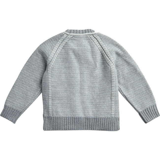 Egg New York x Archer's Bow Baby Cashmere Cotton Stripe Raglan Crew, Grey - Sweaters - 2