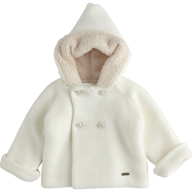 Knit Hooded Jacket, White