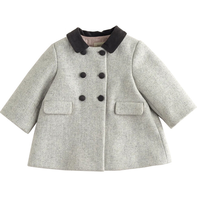 Elegant Baby Coat, Light Grey - Coats - 1