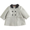 Elegant Baby Coat, Light Grey - Coats - 1 - thumbnail