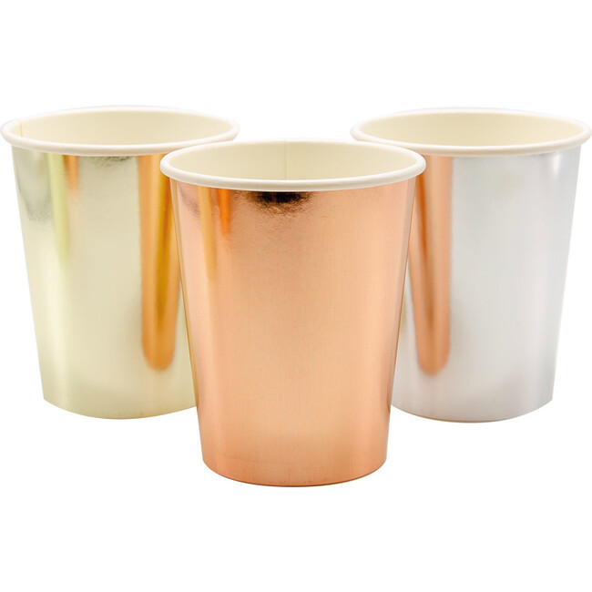 Assorted Metallics - Paper Party Cups, Set of 8