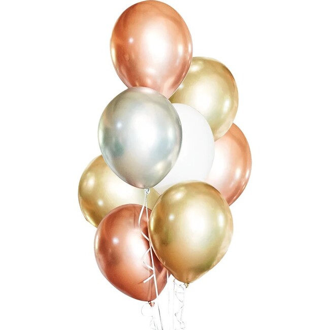 Assorted Metallics Glossy Latex Balloons, Set of 12